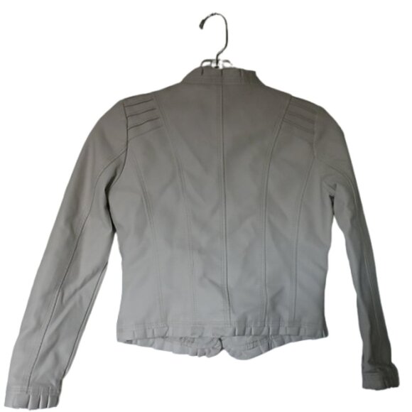 Girls Size Med Cream Faux Leather Moto Jacket Size Med - Picture 6 of 6